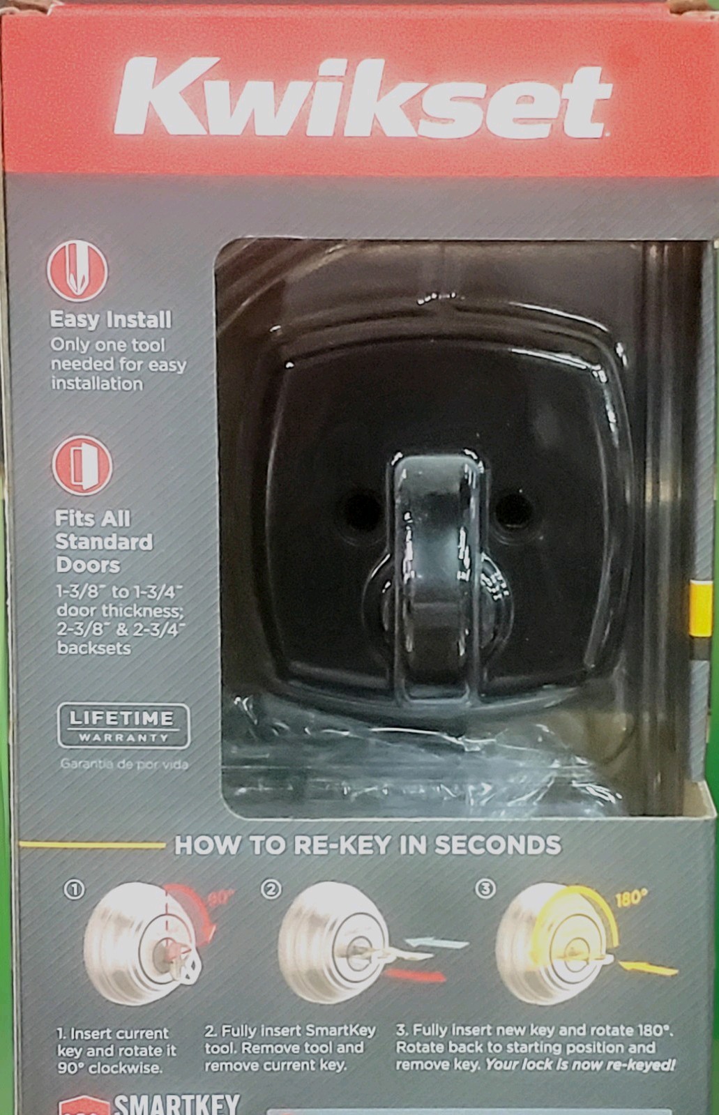 Kwikset Midtown Deadbolt SmartKey Exterior Keyed/Interior Lever Latch MatteBlack gallery