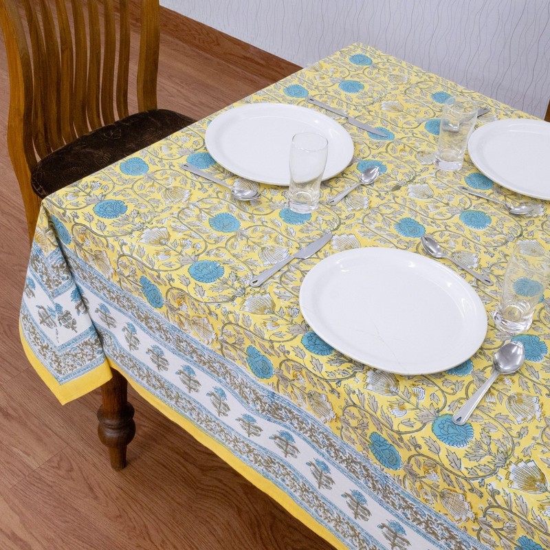 Hand Block Printed Tablecloth Cotton Table Cover Gift for Her Dining Tablecloth gallery