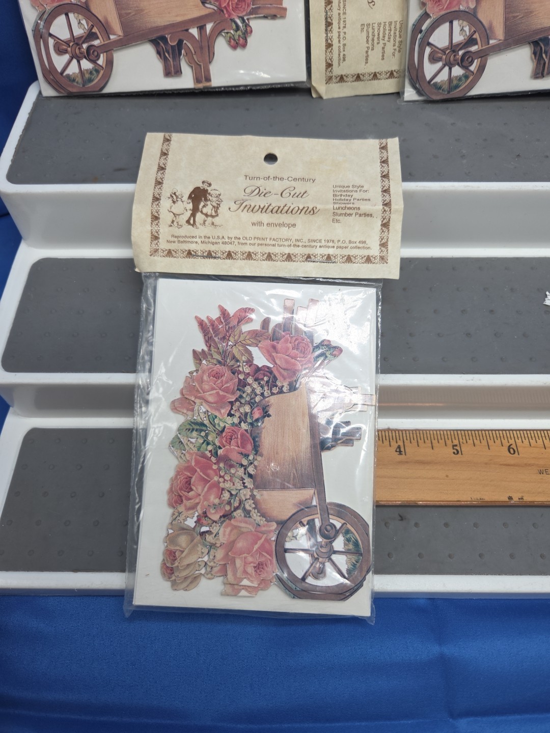 Wheel Barrel Rose's Rare Invitations Die Cut 3 Packs Old Print Factory 18 Cards gallery