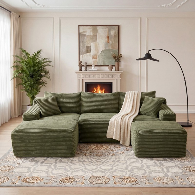 U-Shaped Cloud Sectional Sofa with Deep Seat 5 Seater Modular Couch Sleeper Sofa gallery