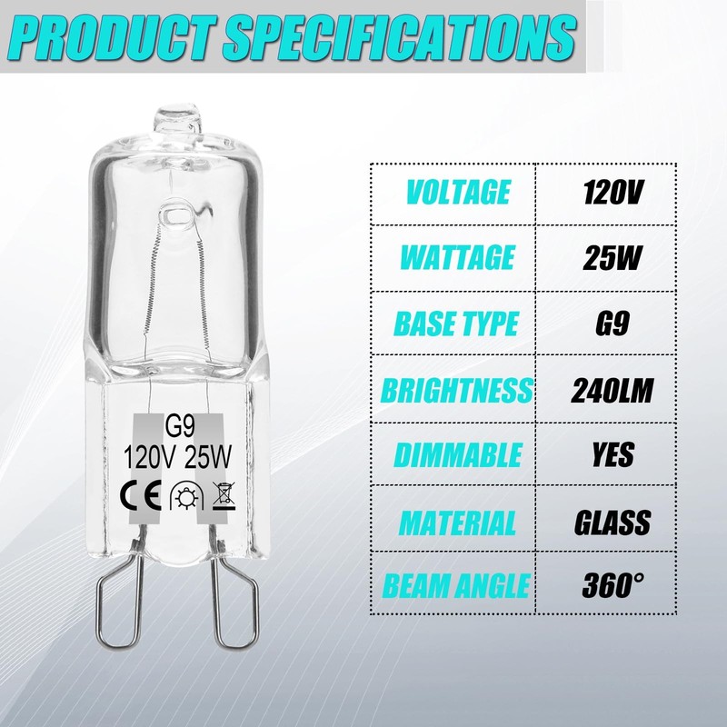 Halogen Bulb Compatible with Whirlpool Microwave Oven, G9 120V 25W Replacemen... gallery