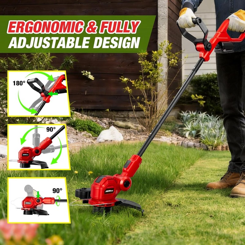 Heinpro Cordless String Trimmer M18 Compatible 12" Brush Cutter Weed Eater gallery