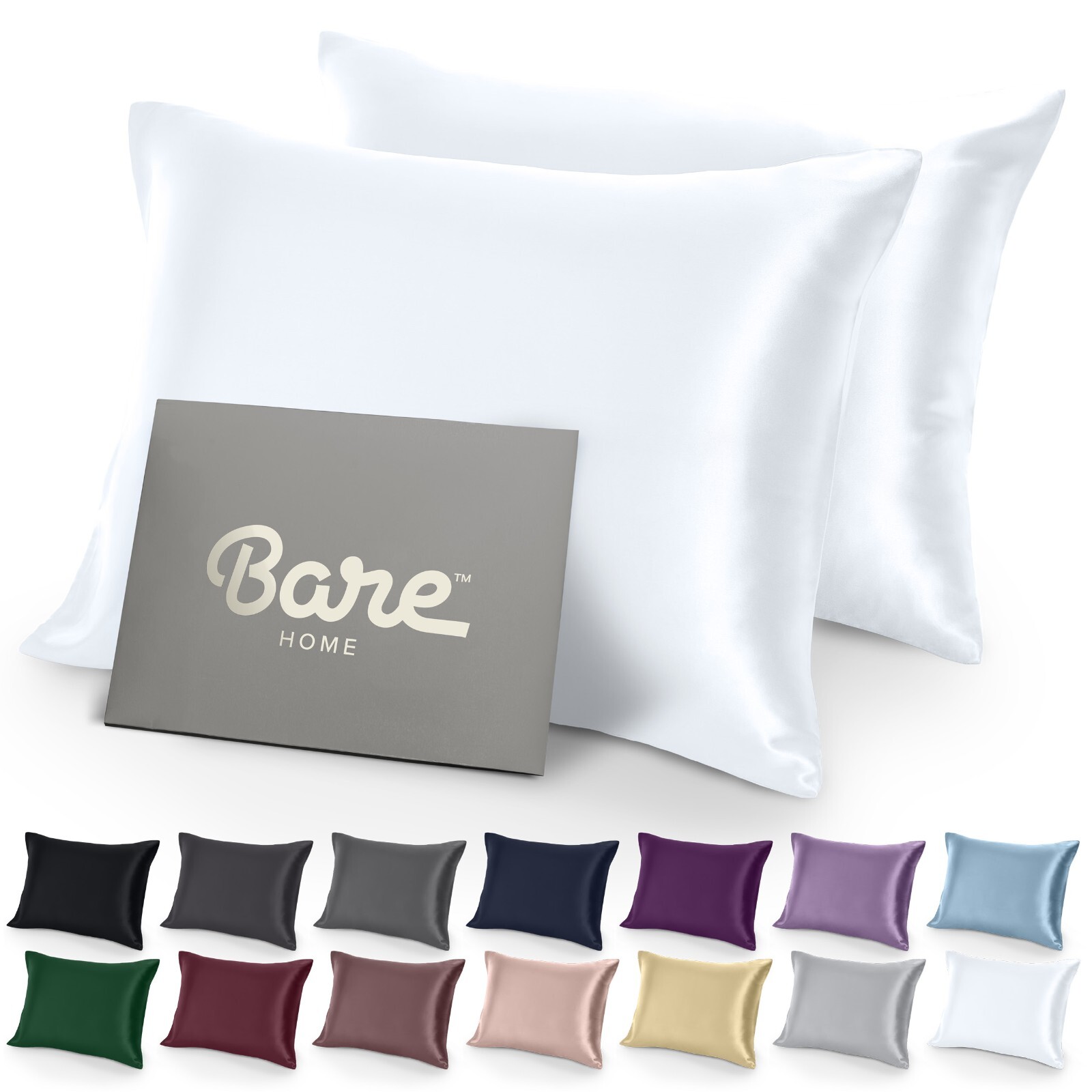 Bare Home Poly Satin Pillowcases with Zipper Closure - 2 Pack gallery