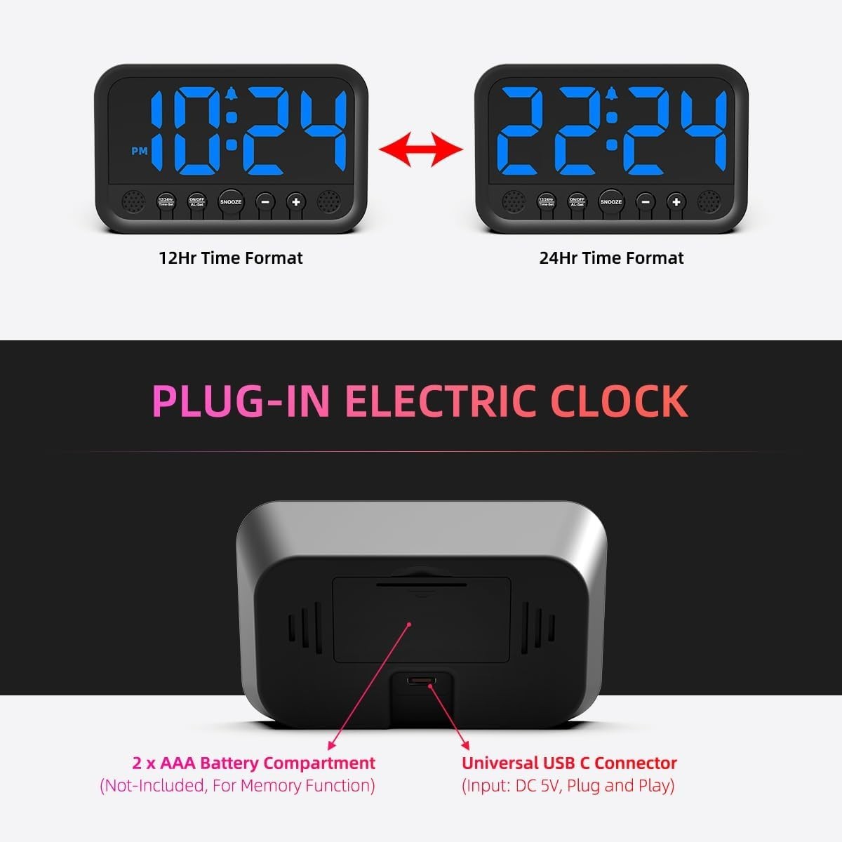 Super Extremely Extra Loud Alarm Clock for Very Heavy Sleeper Battery Backup NEW gallery