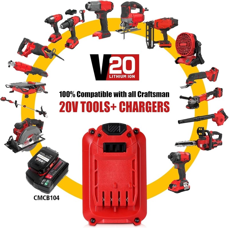 2PACK For Craftsman V20 20 Volt MAX Li-ion 5.0Ah Battery CMCB204 CMCB202 CMCB201 gallery