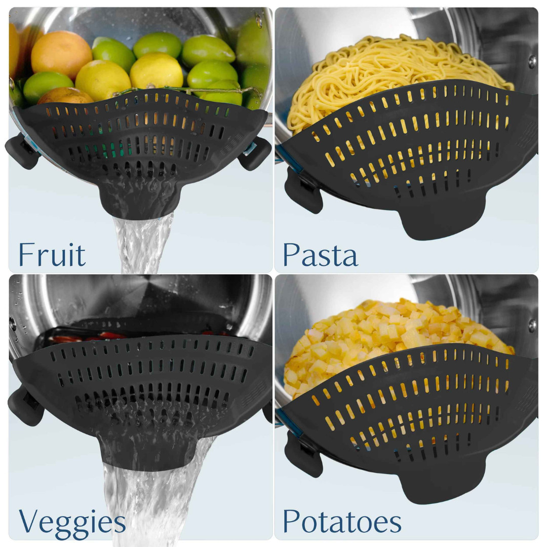 Adjustable Clip On Pot Strainer for Pans Bowls Kitchen Silicone Food Filter gallery
