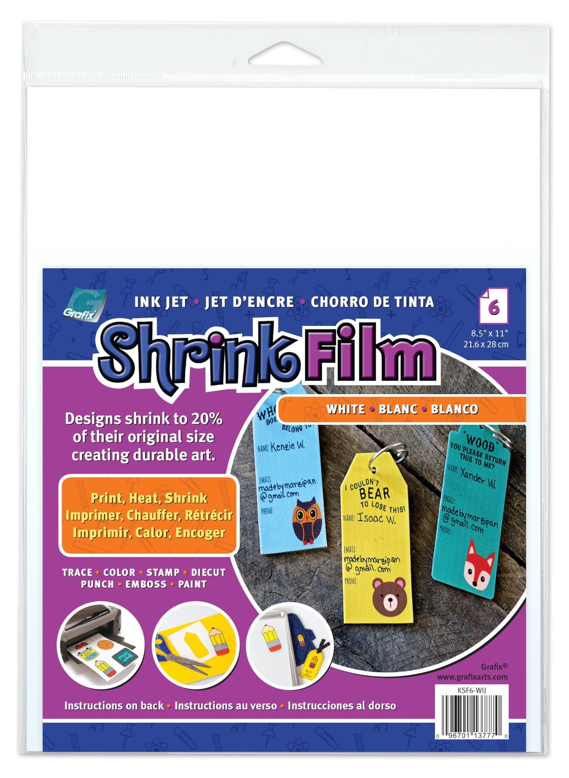 Grafix Ink-Jet Printable White Opaque Shrink Film - 8.5X11 Print Cut And Shrink gallery