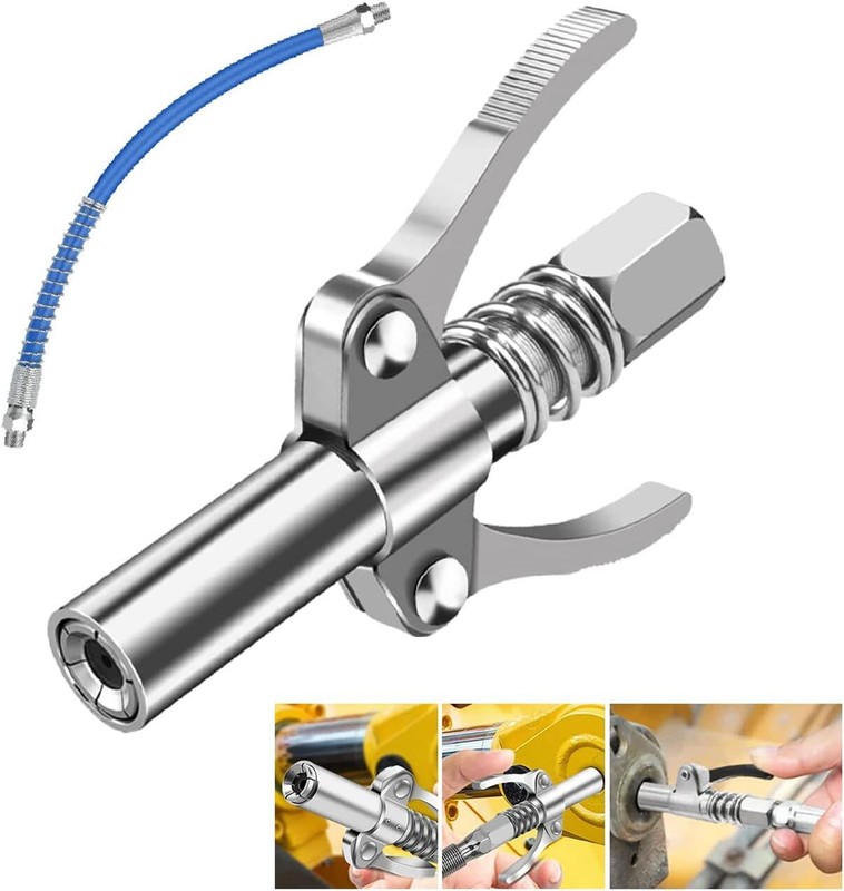 Grease Gun Coupler Double Handle High Pressure Quick Release Lock Oil Nozzles gallery