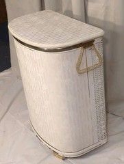 Vtg Laundry Hamper PEARL-WICK Mid Century Modern Atomic Retro Gold Towel Holder