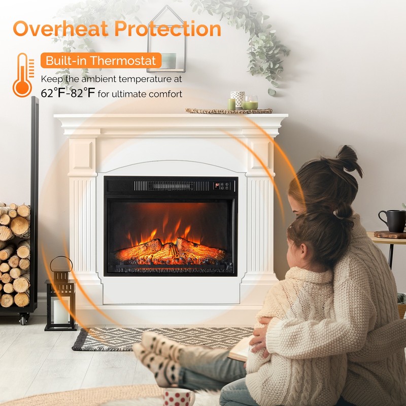 23" Embedded Electric Fireplace Insert Heater 6 Colors Realistic Flame Remote gallery