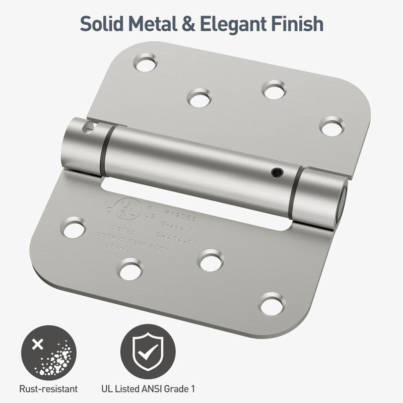 Self Closing Door Hinges, Spring Loaded Hinges 4 Inch, Brushed Nickel, 2 Pack gallery