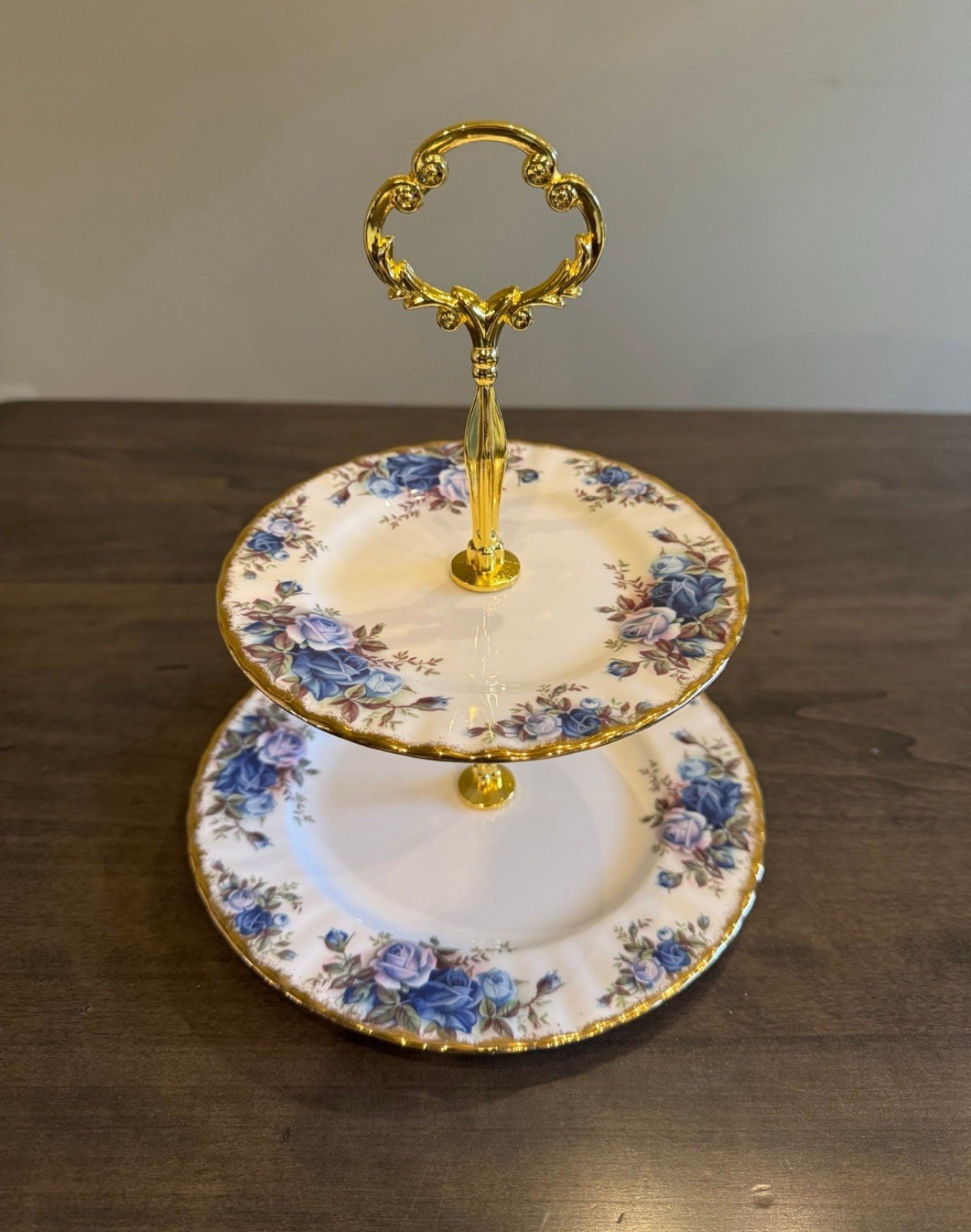 Royal Albert Moonlight Roses 2- Tier Cake Dessert Stand gallery