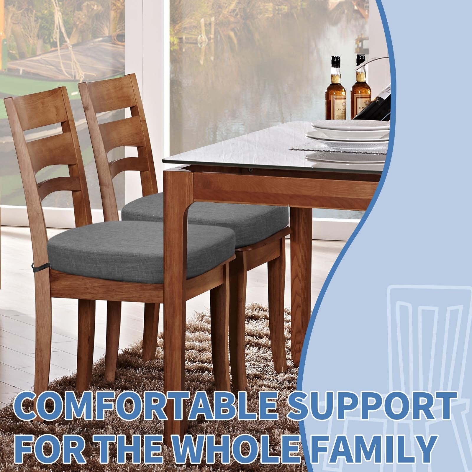 Thickened 2.5" Dining Chair Cushions Set 4 U-Shape Density Foam Slip Resistant gallery