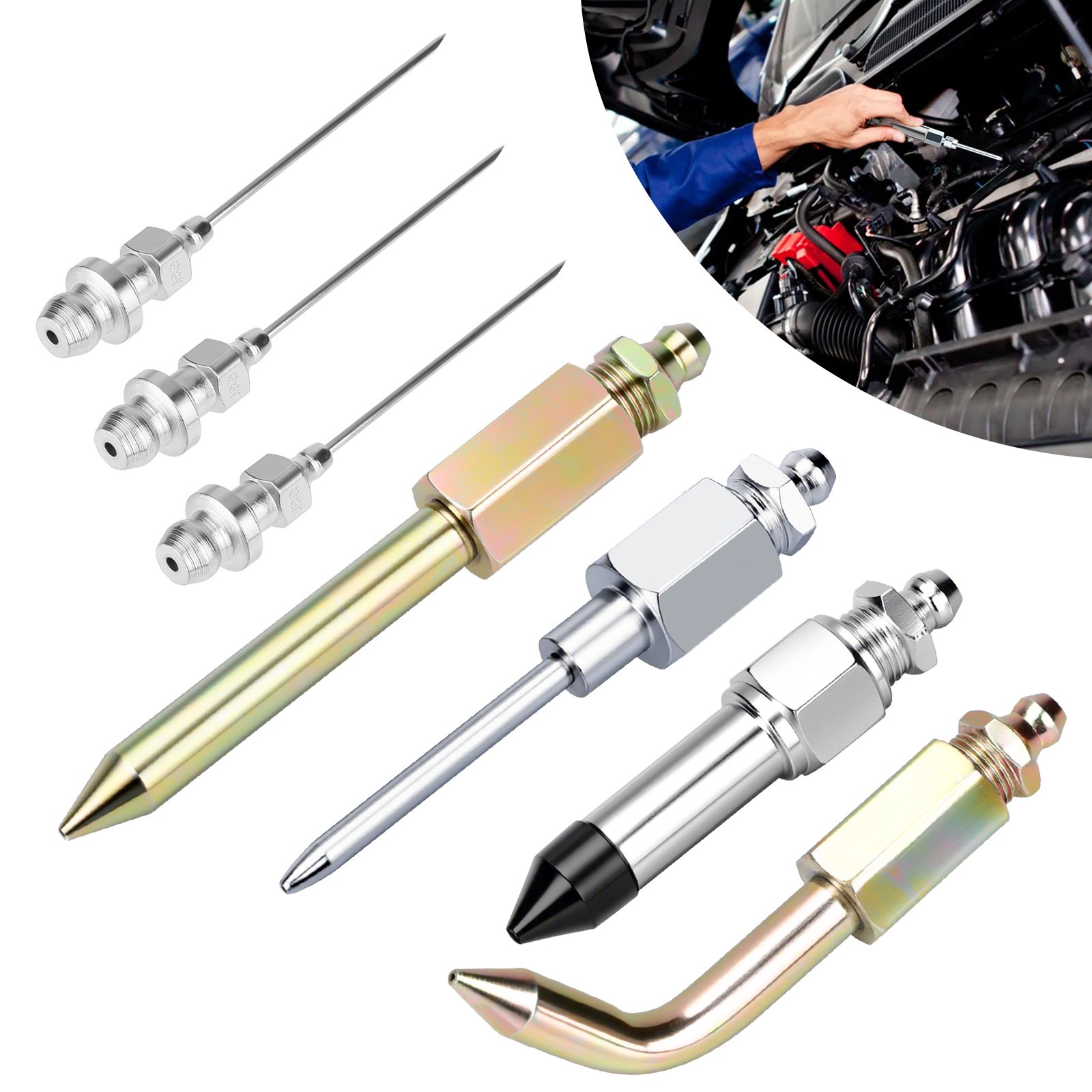 7pcs Grease Gun Accessory Kit Needle Tips Elbow Adapter Dispenser Rubber Nozzle gallery