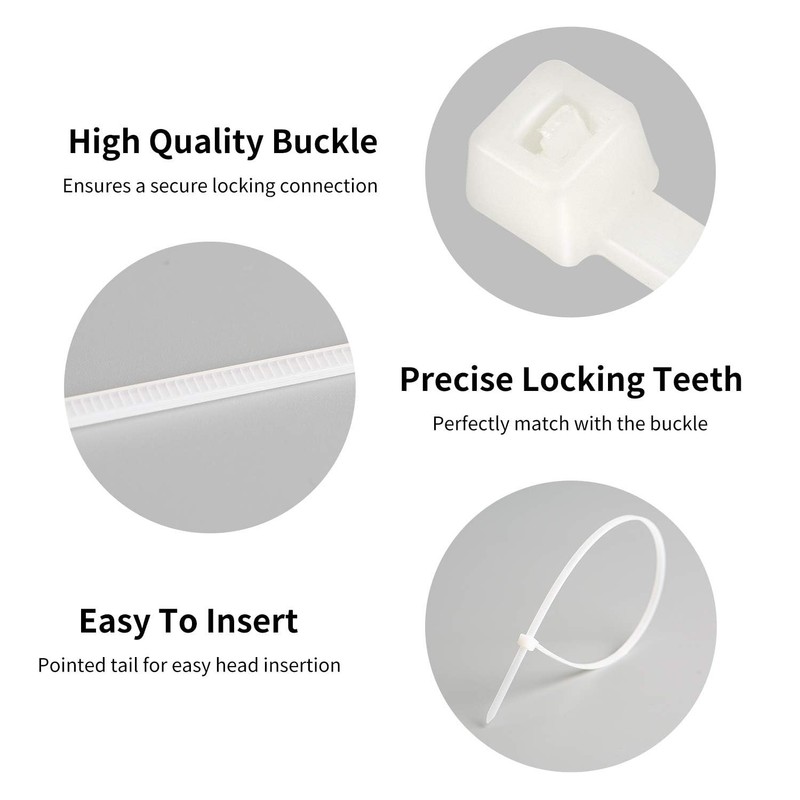 Cable Zip Ties,600 Piece Self-Locking Nylon 4/6/8/10/12 Inch 600 Piece, White gallery