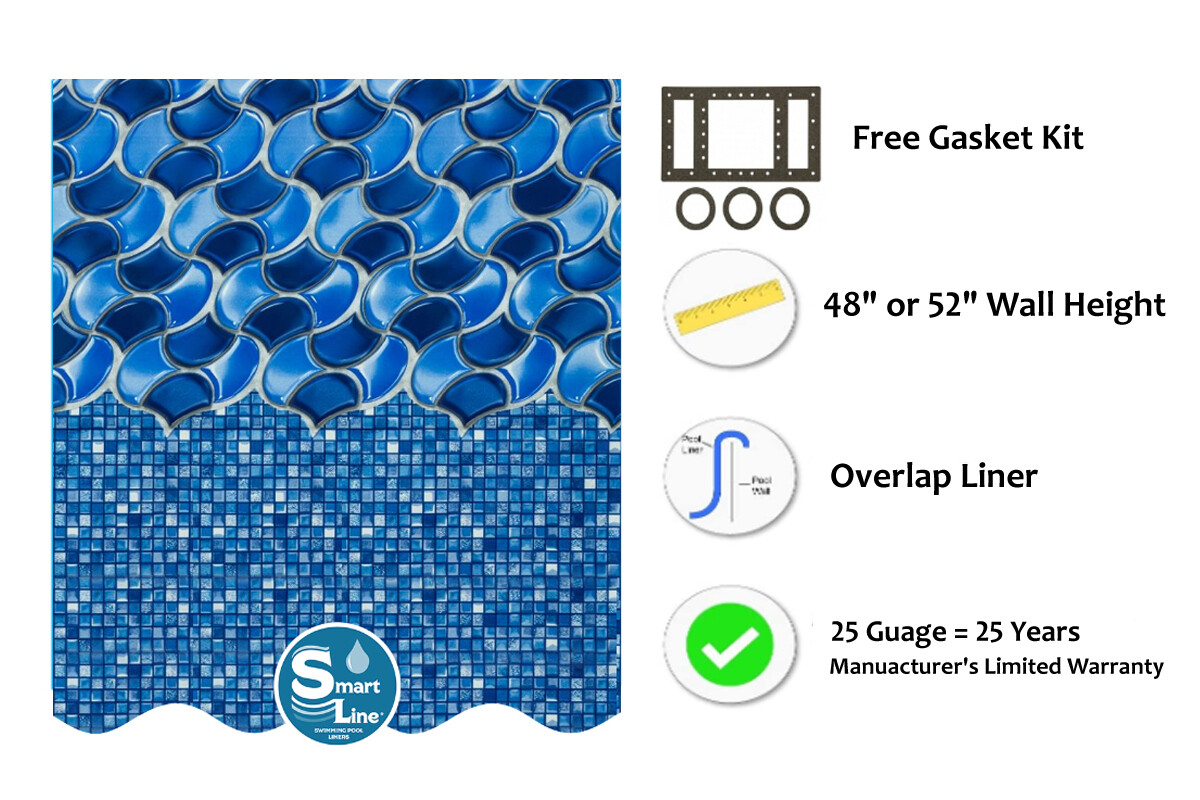 SmartLine 25 Gauge Poseidon Swimming Pool Overlap Liners with Gasket Kit gallery