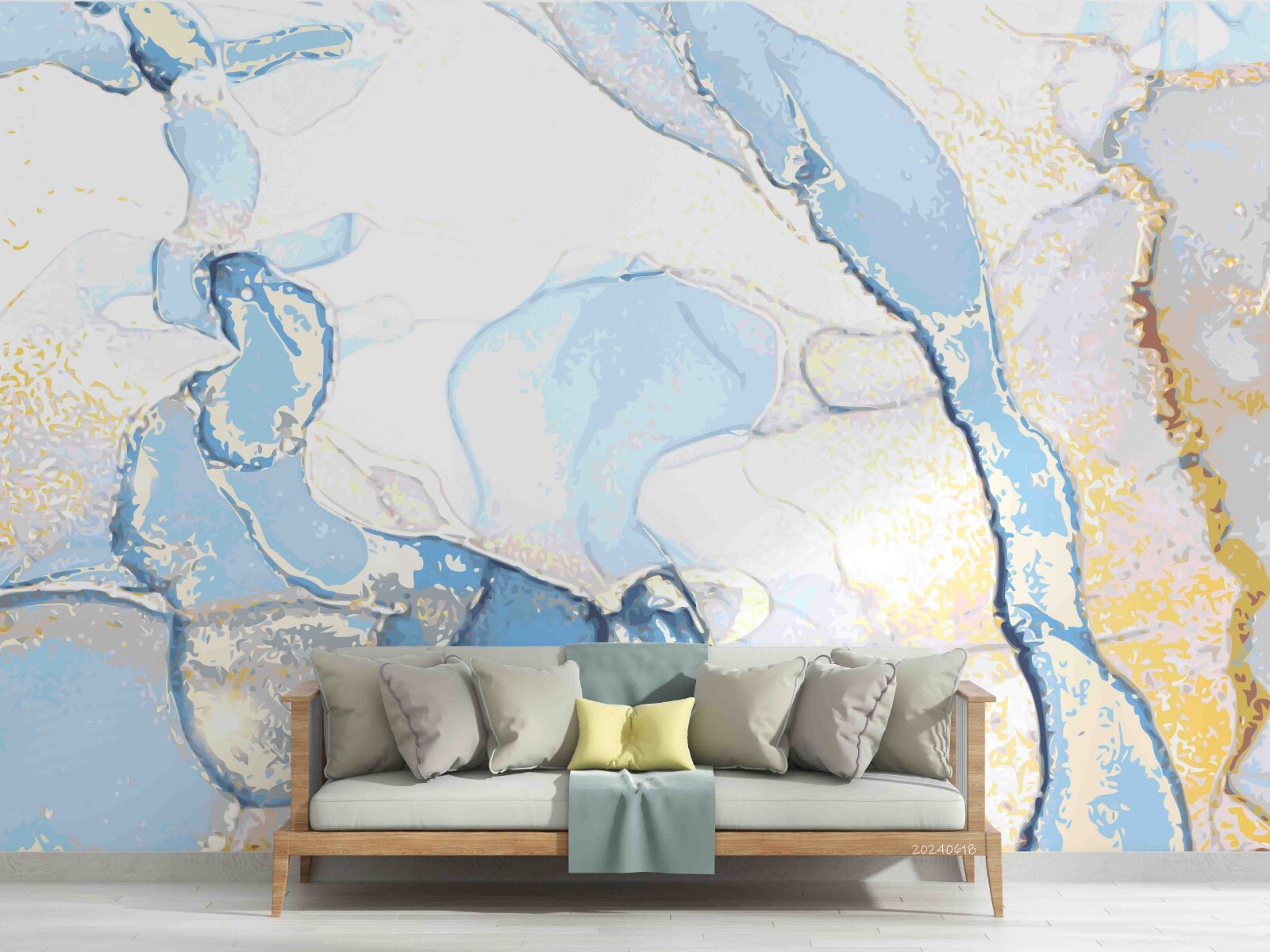 3D Blue White Gold Texture Marble Self-adhesive Removable Wallpaper Murals gallery