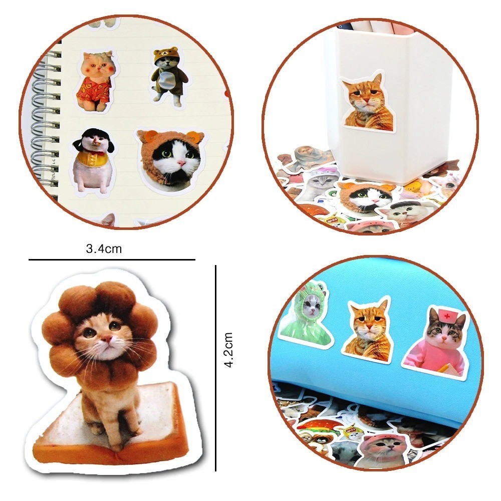 100pcs Funny Cat Meme Stickers Cartoon Decals For Guitar Phone Bicycle Laptops gallery