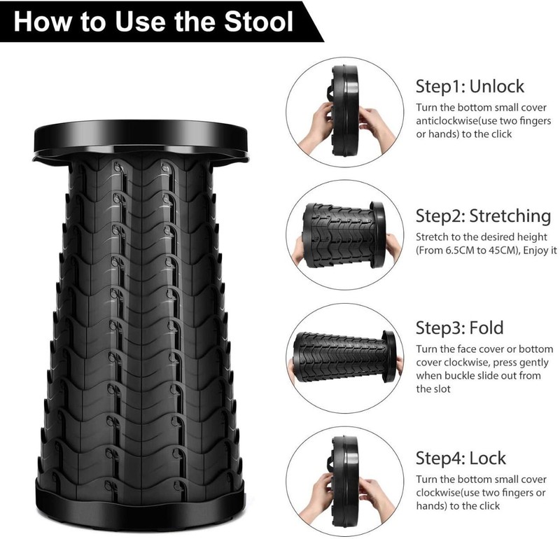 Portable Telescopic Stool Retractable Foldable Camping Hiking Travel Chair Seat gallery