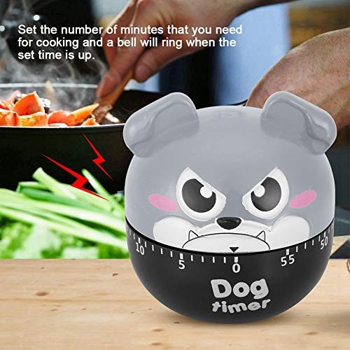 Mechanical Kitchen Timer, Cute Dog Wind Up 60 Minute Manual Countdown Gray gallery