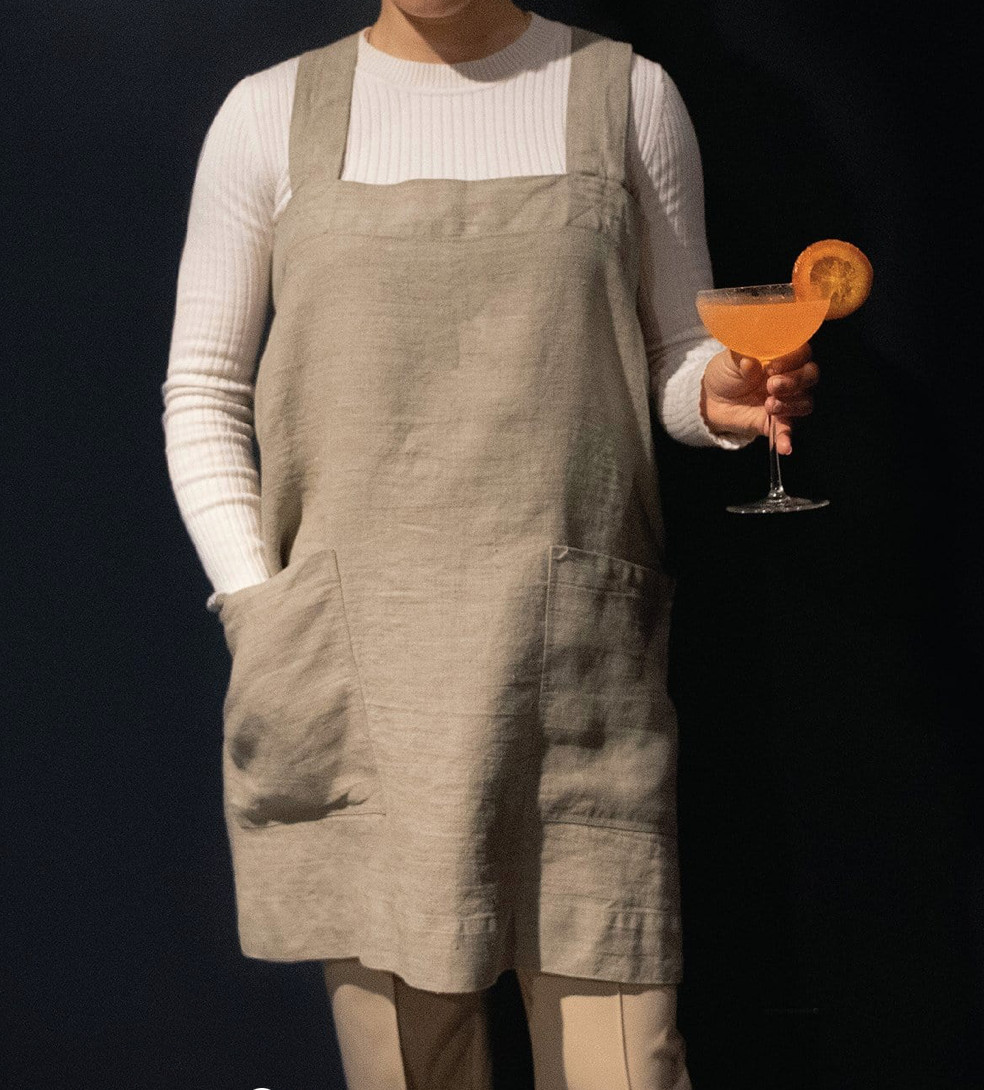 Rough Linen Apron / Pinafore / Smock with Pockets-Natural Linen Color-MSRP $97 gallery
