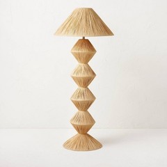 Creative Floor Lamp Brown Includes LED Light Bulb Empire Shade Natural 56.25″