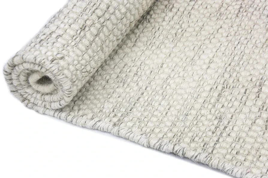 Handwoven Chunky Texture Wool Boho Large Area Rug Scandinavian Modern Design Rug gallery