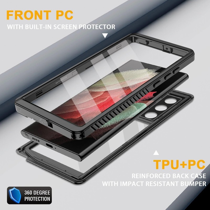 Shockproof Waterproof Case For Galaxy S21, S21+, S21 Ultra Plus Screen Protector gallery