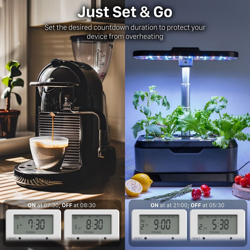 Digital Electric Programmable Dual Outlet Plug Kitchen Clock Timer Switch 7Day gallery