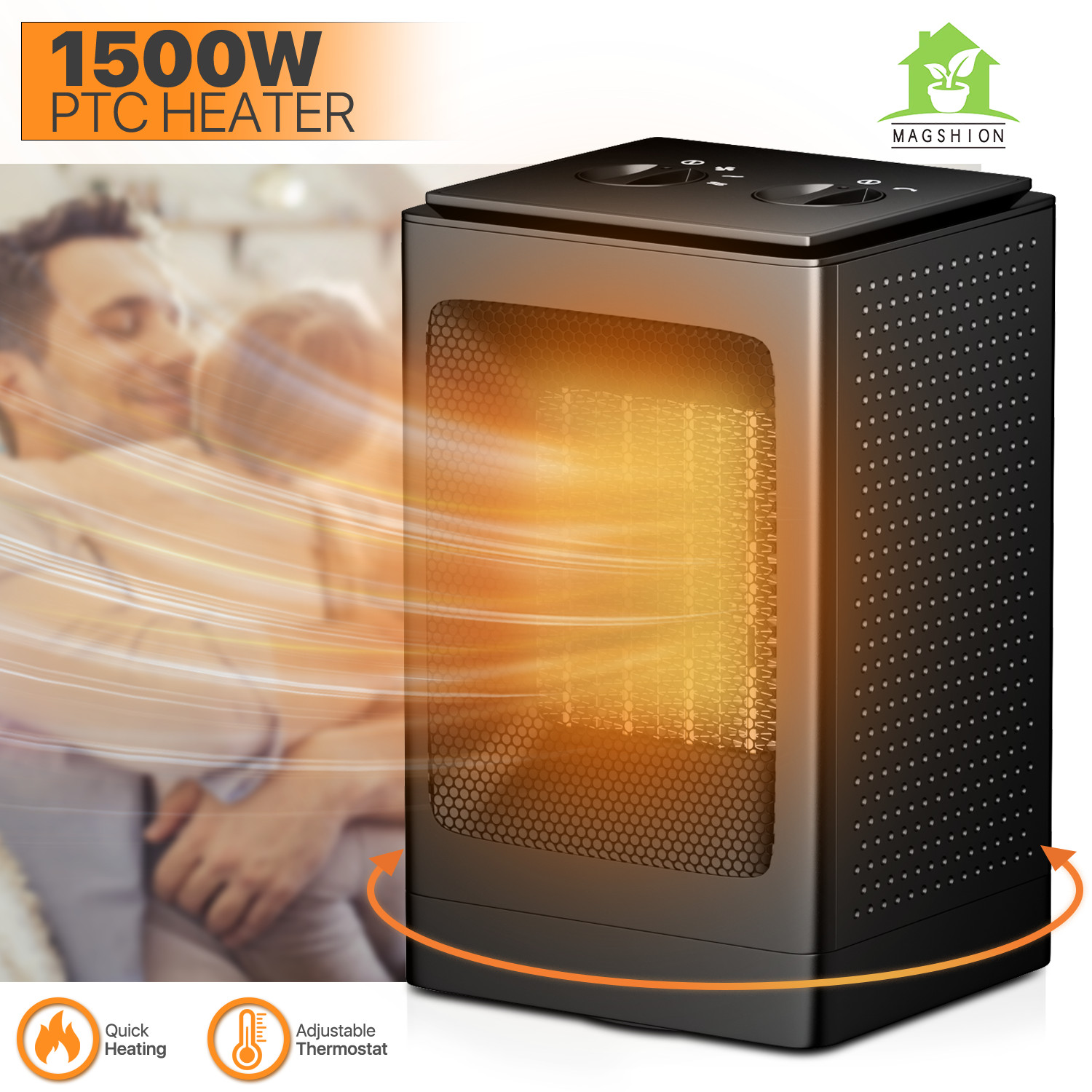 [LCD SCREEN+HANDLE] Electric Space Heater Adjustable 1500W Coil Heating Fan Home gallery