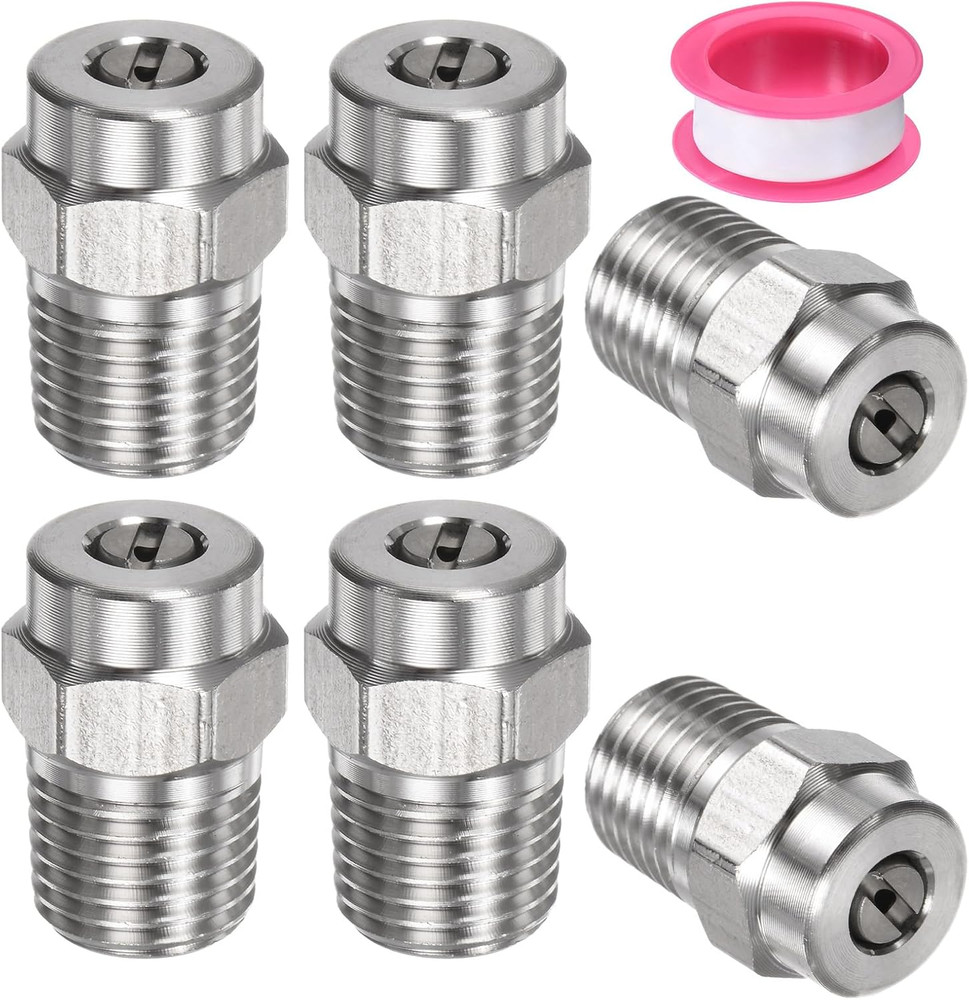 6 Pack Surface Clean Tips - 15 Degree 1/4" NPT Male Pressure Washer Nozzles Clea