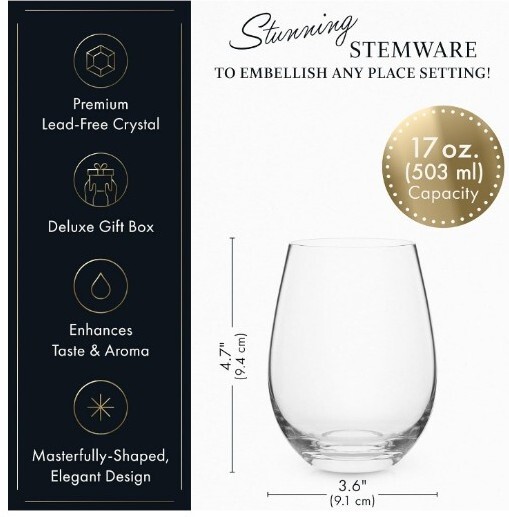 ELIXIR GLASSWARE Stemless Red Wine Glasses Set of 4 - Hand Blown Crystal Stemles gallery