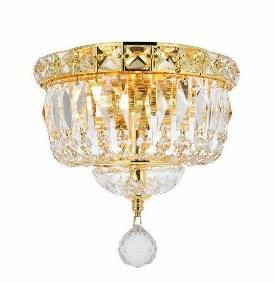 Crystal Flush Mount Chandelier Dining Room Bedroom Hallway Lighting 2 Light 8" gallery