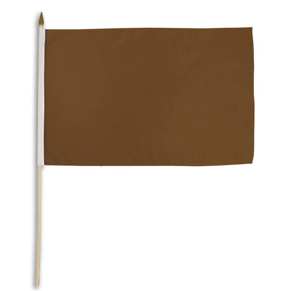 UPS BROWN Plain Solid Color 12x18 12"x18" Stick Flag 24" Wood Staff 100D