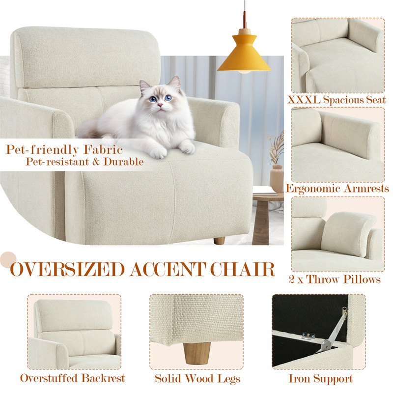 400lb Oversized Accent Chair Lounge Sofa Wide Armchair Storage Ottoman Pillow gallery