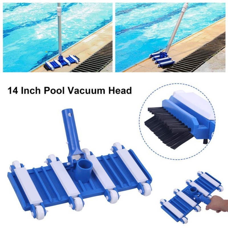Flexible Pool Vacuum Head Rectangle Shape 14 Inch Heavy Duty with Wheel Brush gallery