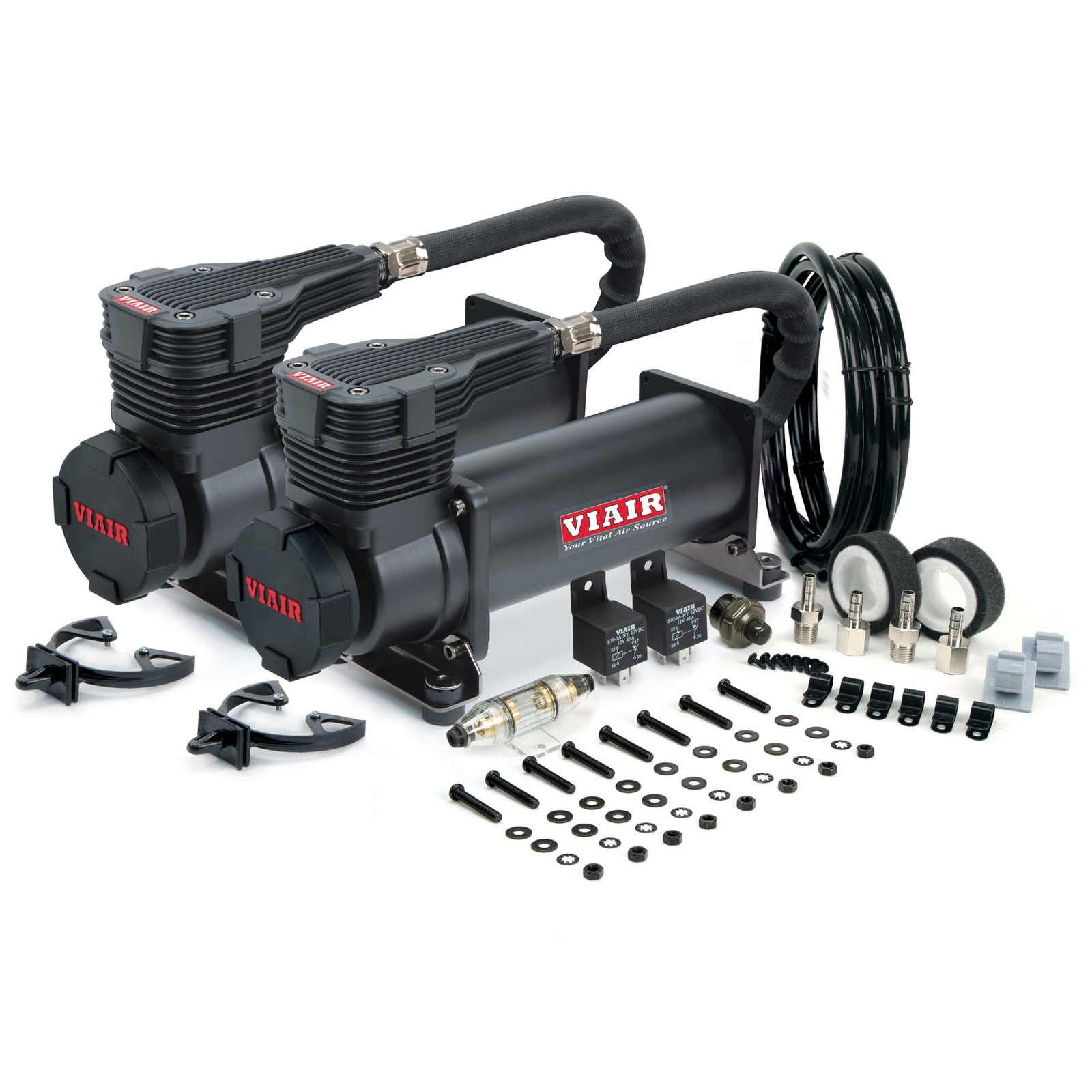 Viair 48542 485c Dual Pack Stealth Black(Gen 2) Air Compressor w/Matte Black Fil gallery