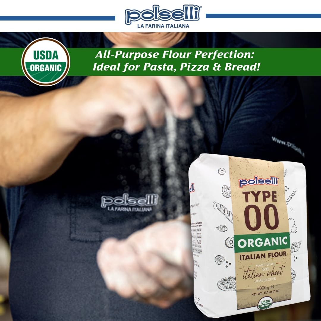POLSELLI Organic Flour, Type 00, 100% Italian Grain, Double Zero Flour, OO Extra gallery