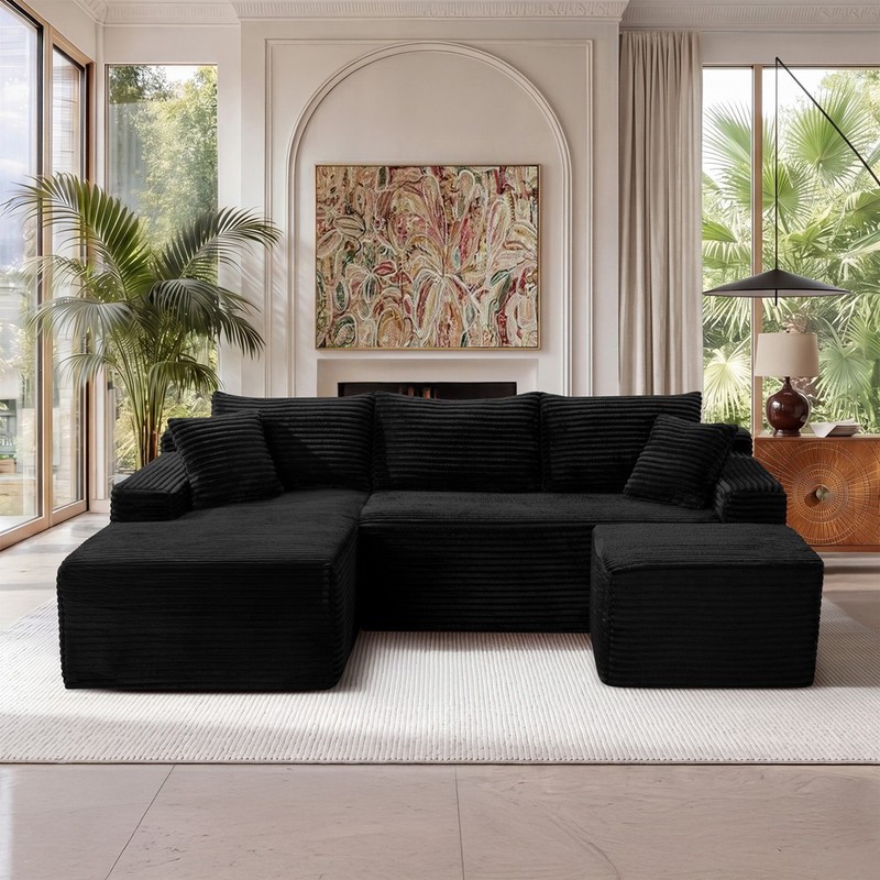 U-Shaped Cloud Sectional Sofa with Deep Seat 5 Seater Modular Couch Sleeper Sofa gallery