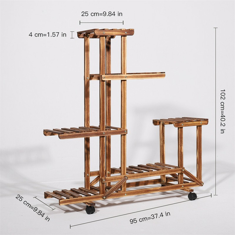 Tall Rolling Plant Stand Multi-Layer Flower Pot Holder Display Shelf Home Garden gallery