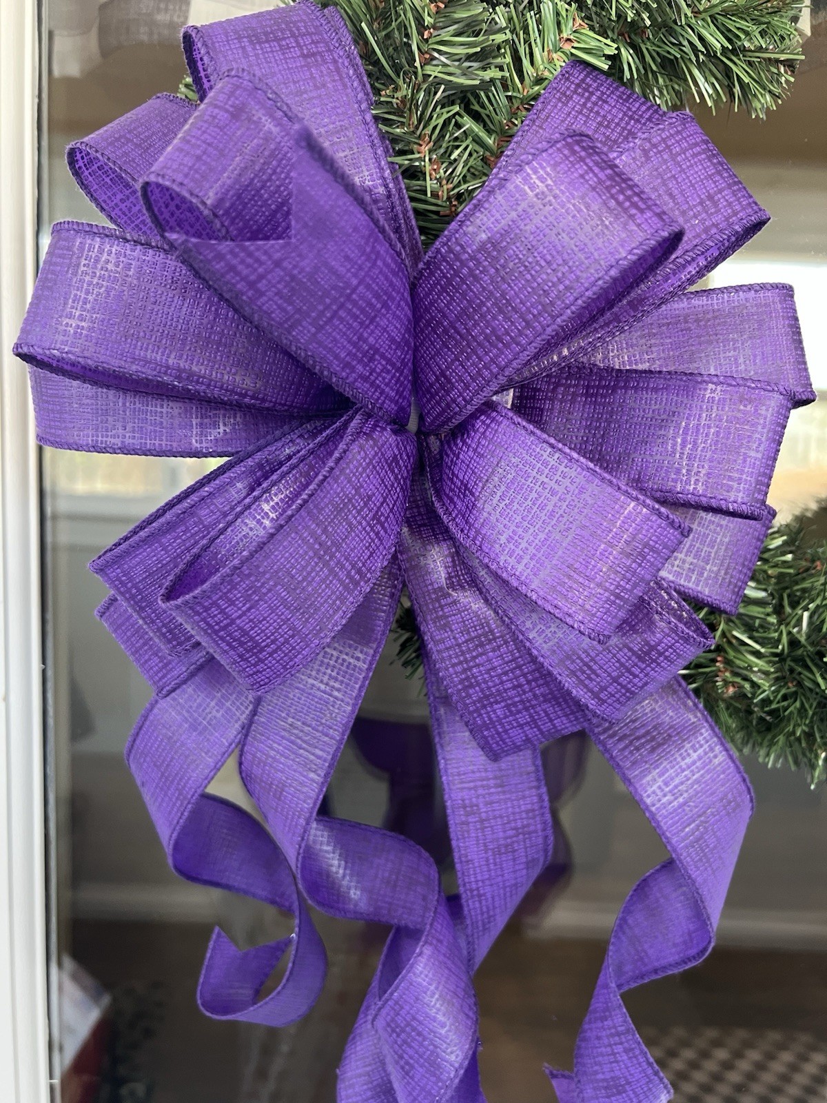 Handmade Purple Spring Summer Fall Crosshatch Easter Church Bow Wreath Decor gallery