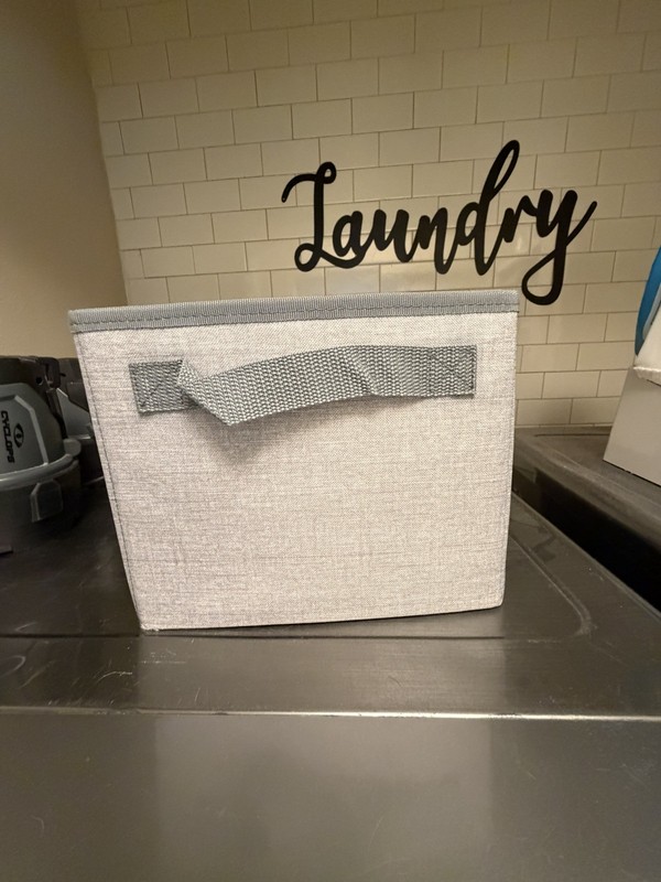Thirty-One * Your Way Rectangle Storage Bin * Light Grey Crosshatch * With LID * gallery
