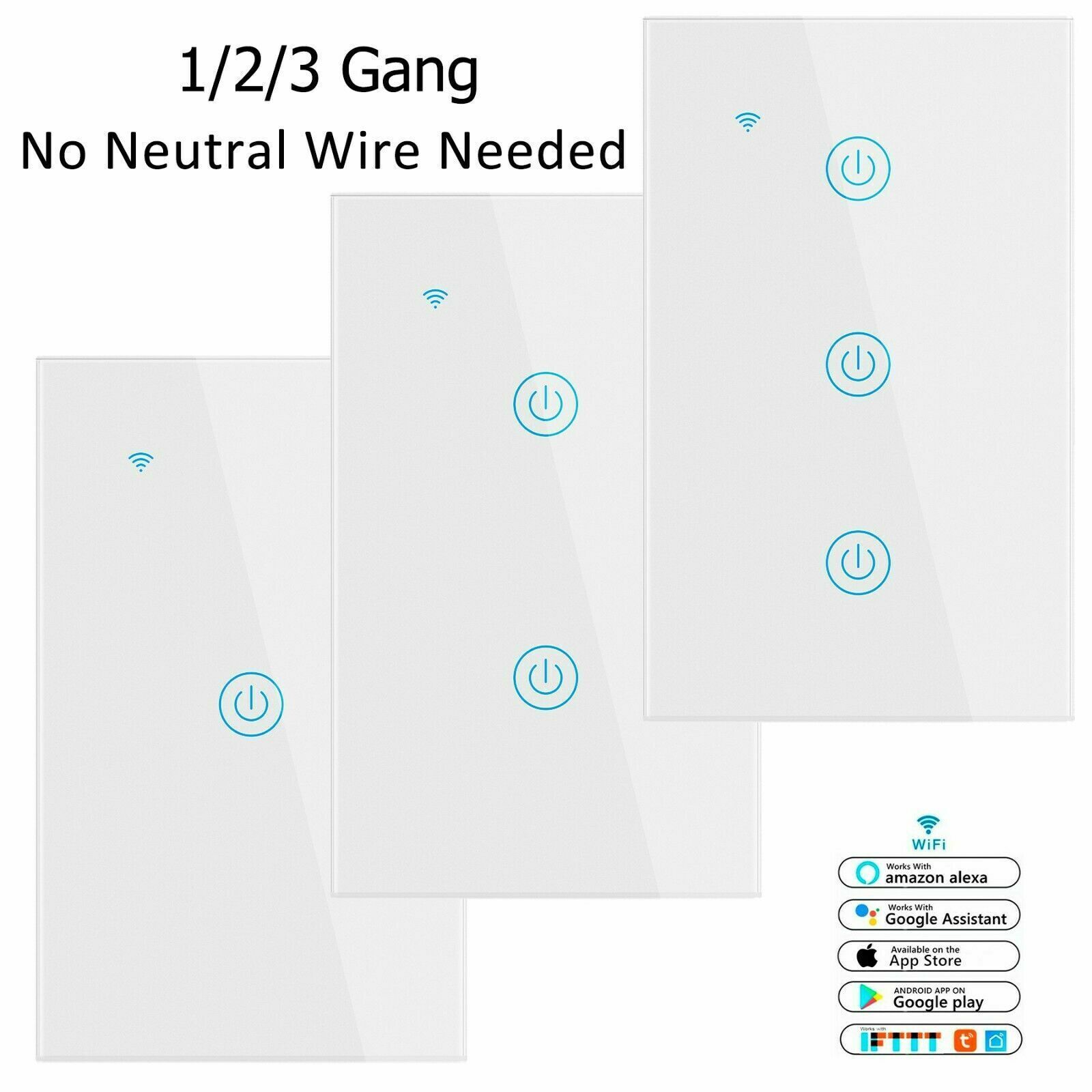 1/2/3/4 Gang WiFi Smart Wall Touch Light Switch Glass Panel for Alexa/Google APP gallery