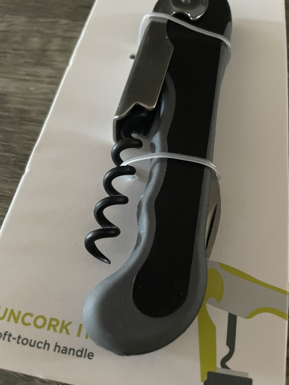 True Grippy Soft Touch COMFORT Handle Waiter’s Corkscrew Black NEW IN PACKAGE 🍷 gallery