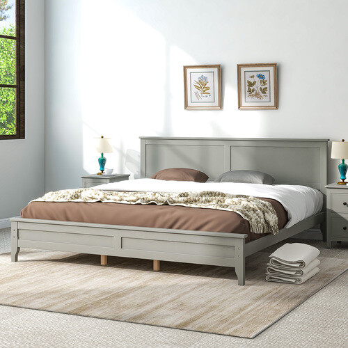 Solid Wood Platform Bed Frames with Headboard & Footboard Full/Queen/King Size gallery