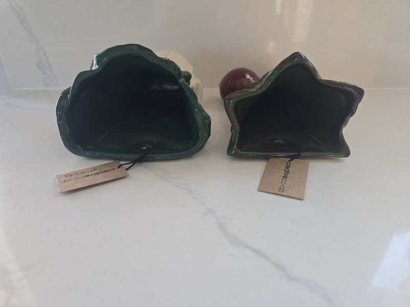 Creative Co-op Embossed Cabbage Radish Shaped Wall Vase Planters Set Of Two New gallery