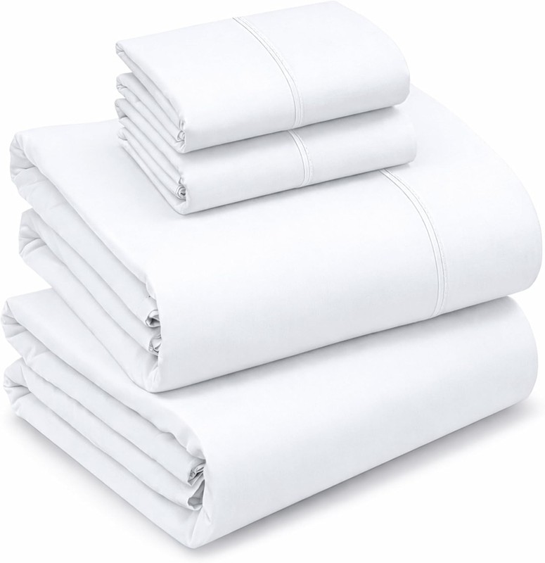 100% Cotton Percale Sheets, Full Size, Bright White | Crisp Cooling, Deep Poc... gallery