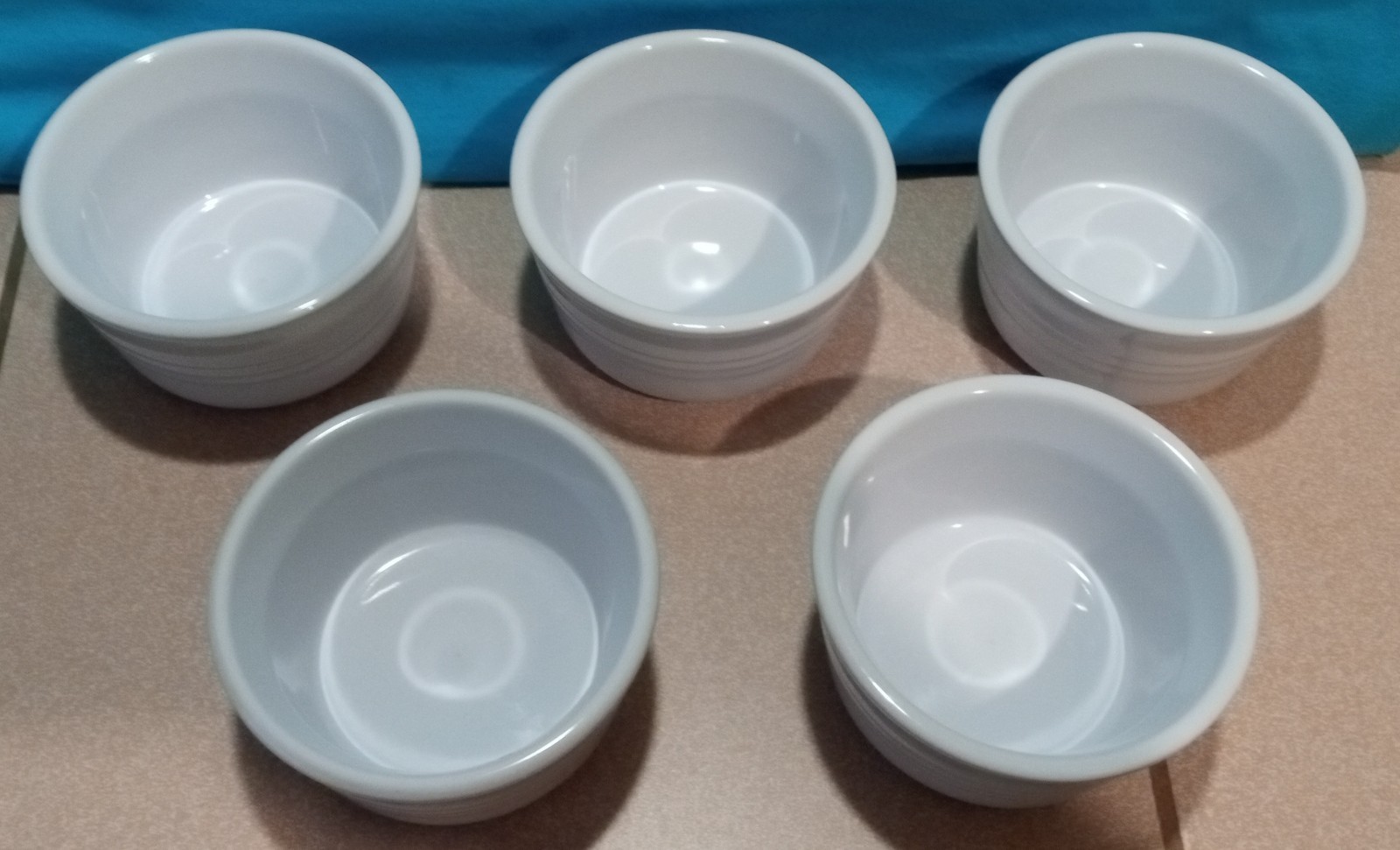 LE CREUSET WHITE Round RAMEKINS #10 SET OF 5 8oz France gallery