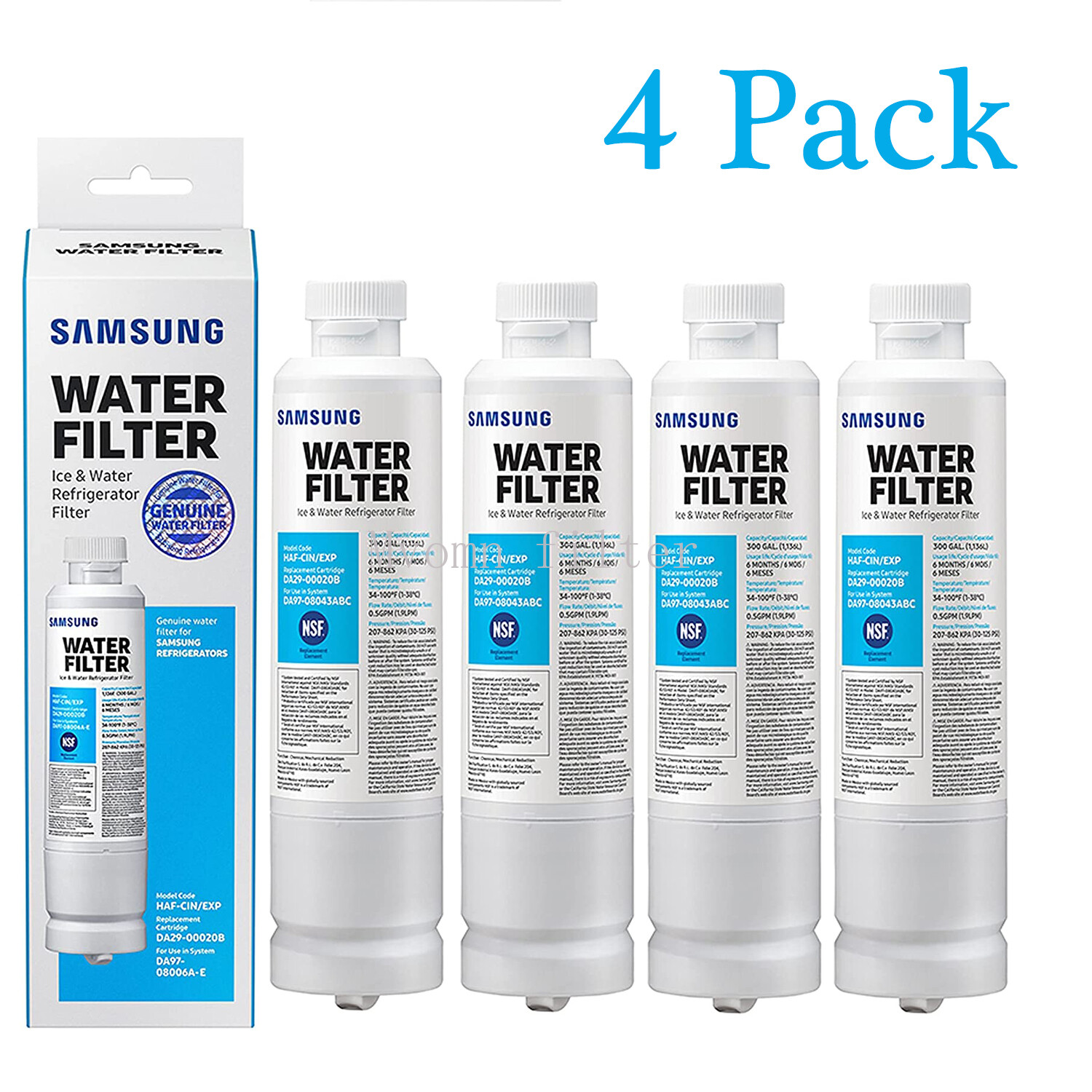 4 PACK Genuine Samsung DA29-00020B HAF-CIN/EXP Refrigerator Water Filter (New) gallery