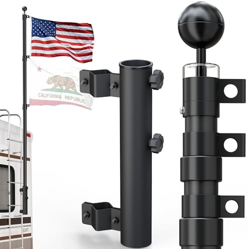 Telescoping RV Ladder Flag Pole, 10 FT Heavy Duty 10FT+RV Ladder Mount Black gallery